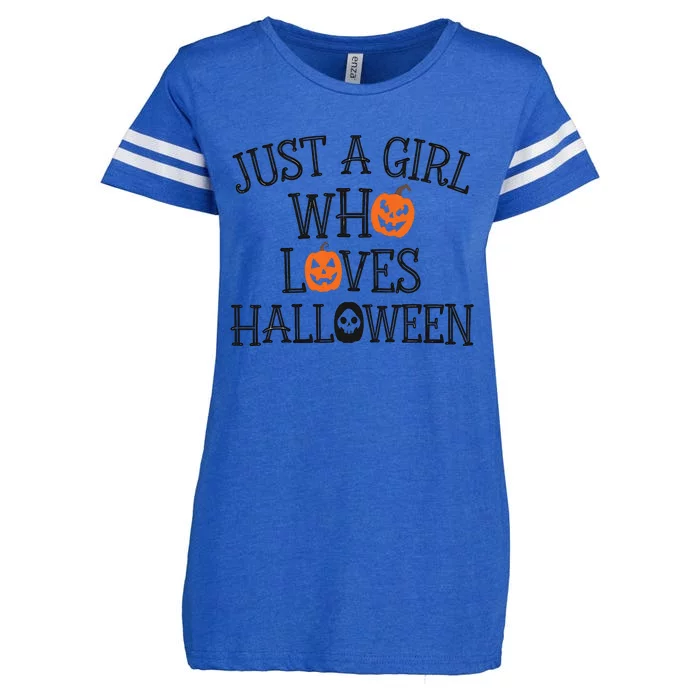 Just A Who Loves Halloween Cute Autumn Enza Ladies Jersey Football T-Shirt