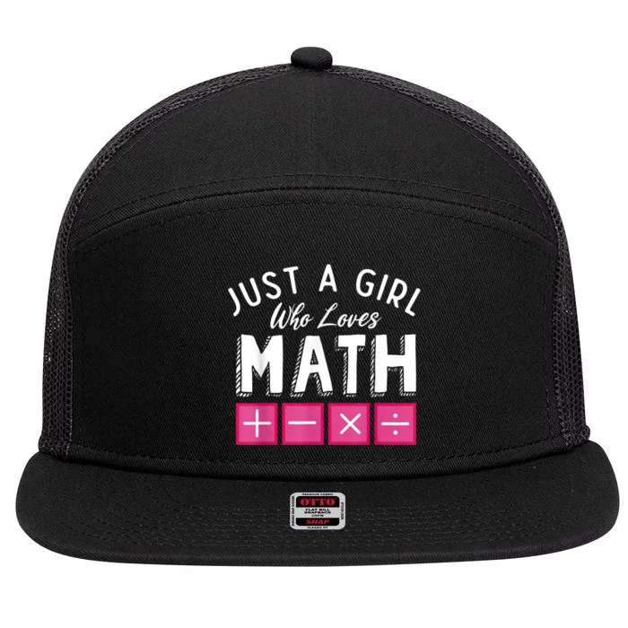 Just A Who Loves Math Algebra Funny Mathematics 7 Panel Mesh Trucker Snapback Hat