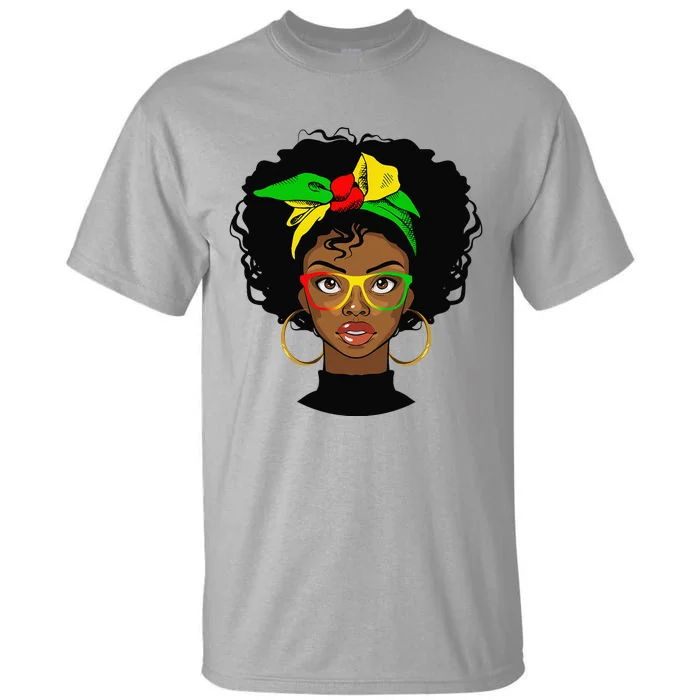 Juneteenth Afro Woman Black Queen African American Melanin Tall T-Shirt