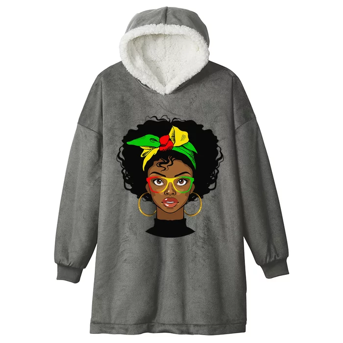 Juneteenth Afro Woman Black Queen African American Melanin Hooded Wearable Blanket