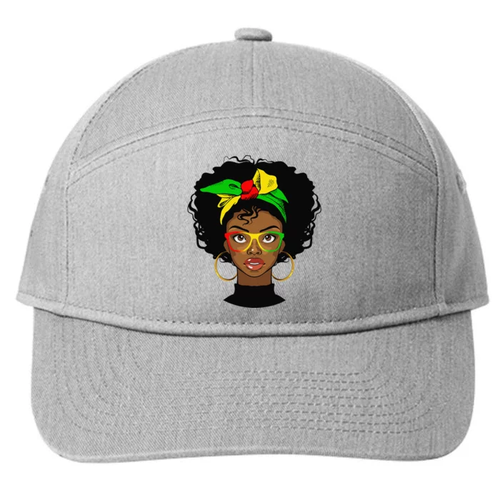 Juneteenth Afro Woman Black Queen African American Melanin 7-Panel Snapback Hat