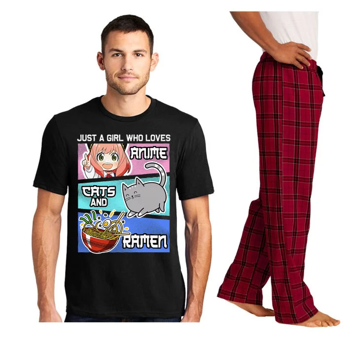 Just A  Who Loves Anime Cats & Ra Lover Kawaii Otaku Pajama Set