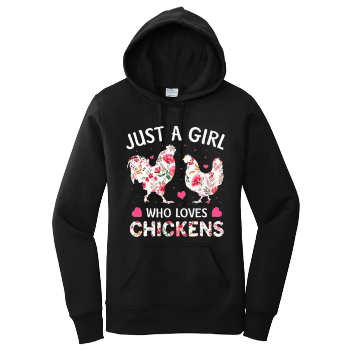 Just a Who Loves Chickens Cute Chicken Flowers Farm Women's Pullover Hoodie