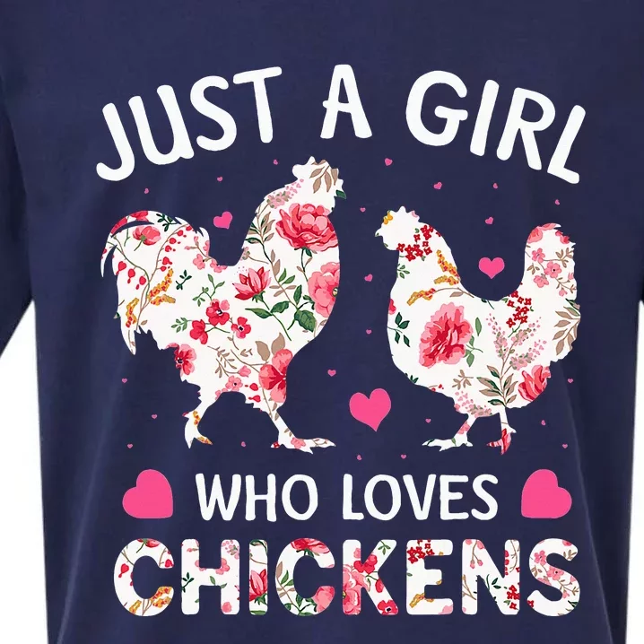 Just a Who Loves Chickens Cute Chicken Flowers Farm Sueded Cloud Jersey T-Shirt