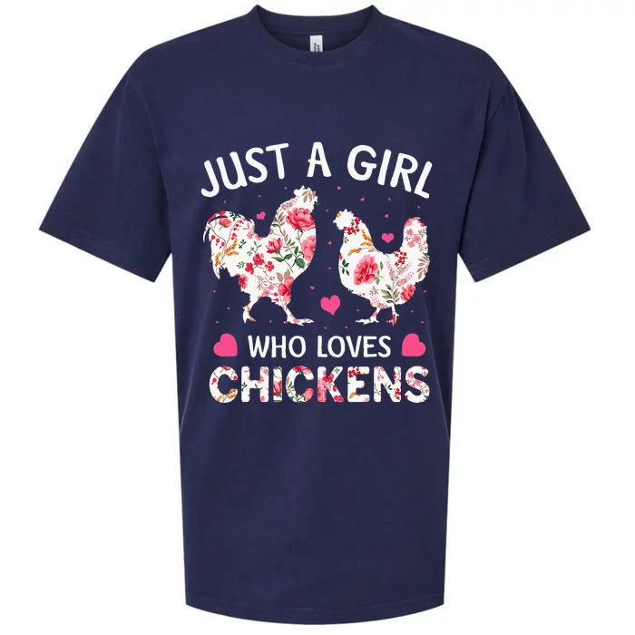 Just a Who Loves Chickens Cute Chicken Flowers Farm Sueded Cloud Jersey T-Shirt