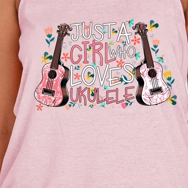 Just A Who Loves Ukuleles Funny Uke Gift Ukuleles Gift Women's Knotted Racerback Tank