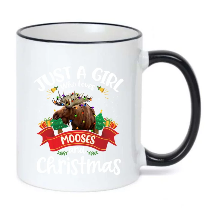 Just A Who Loves Mooses And Christmas Santa Hat Light Cool Gift Black Color Changing Mug