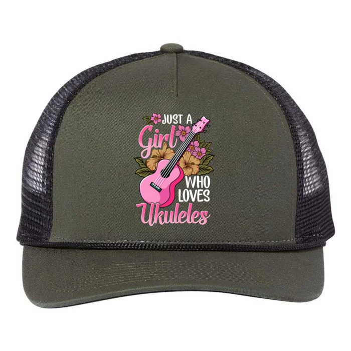 Just A Who Loves Ukuleles Funny Uke Gift Retro Rope Trucker Hat Cap