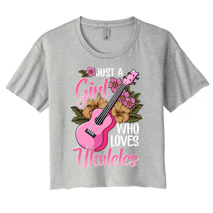 Just A Who Loves Ukuleles Funny Uke Gift Women's Crop Top Tee