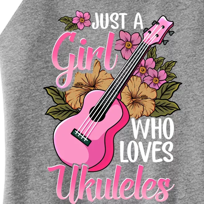 Just A Who Loves Ukuleles Funny Uke Gift Women’s Perfect Tri Rocker Tank