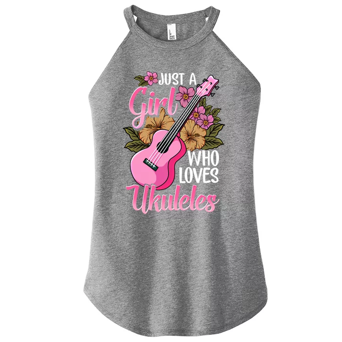 Just A Who Loves Ukuleles Funny Uke Gift Women’s Perfect Tri Rocker Tank