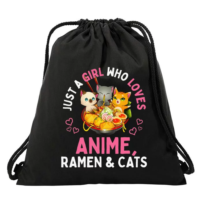 Just a  Who Loves Anime Ra and Cats Kawaii Manga Gift Drawstring Bag