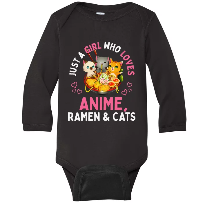 Just a  Who Loves Anime Ra and Cats Kawaii Manga Gift Baby Long Sleeve Bodysuit