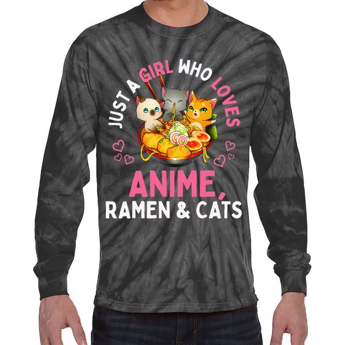 Just a  Who Loves Anime Ra and Cats Kawaii Manga Gift Tie-Dye Long Sleeve Shirt