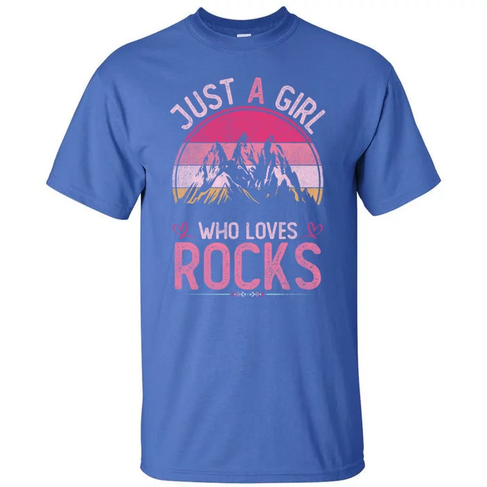 Just A Who Loves Rocks Vintage Rocks Gift Tall T-Shirt