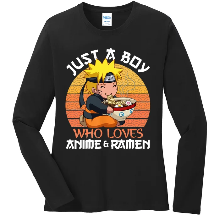 Just A Who Loves Anime And Ra Japanese Otaku Boys Son Ladies Long Sleeve Shirt