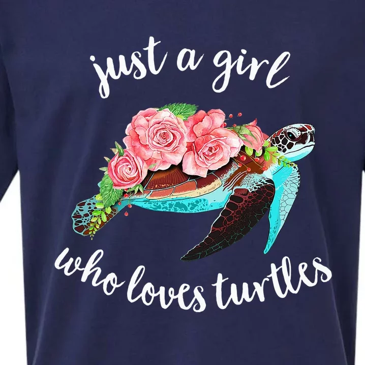 Just A Who Loves Turtles Floral Sea Turtle Sueded Cloud Jersey T-Shirt