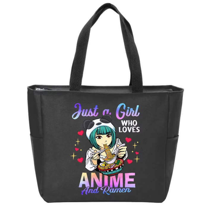 Just a Who Loves Anime and Ra Bowl Panda Zip Tote Bag