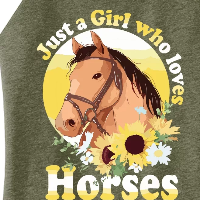 Just A Who Loves Horses Riding Women’s Perfect Tri Rocker Tank