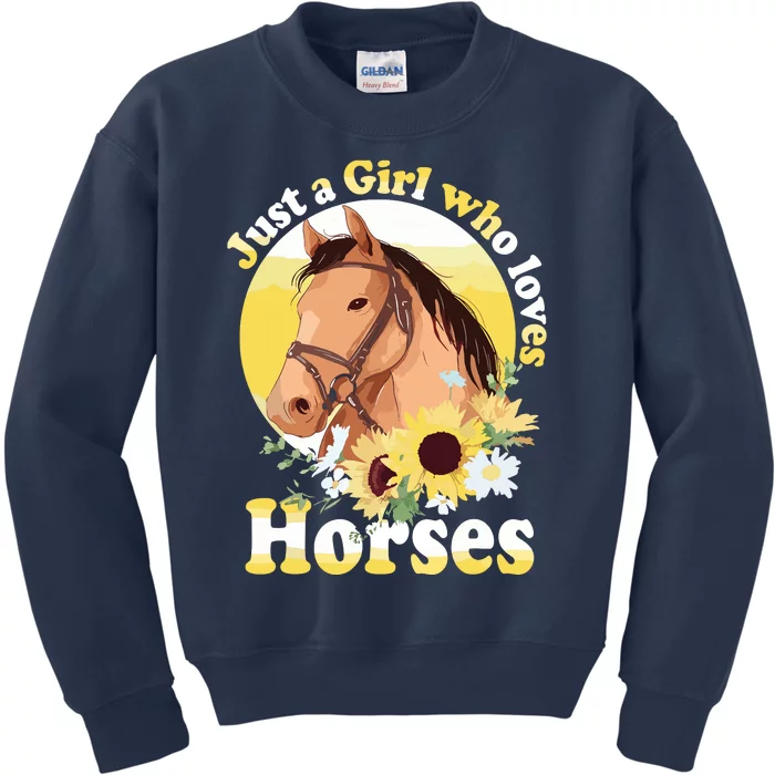 Just A Who Loves Horses Riding Kids Sweatshirt