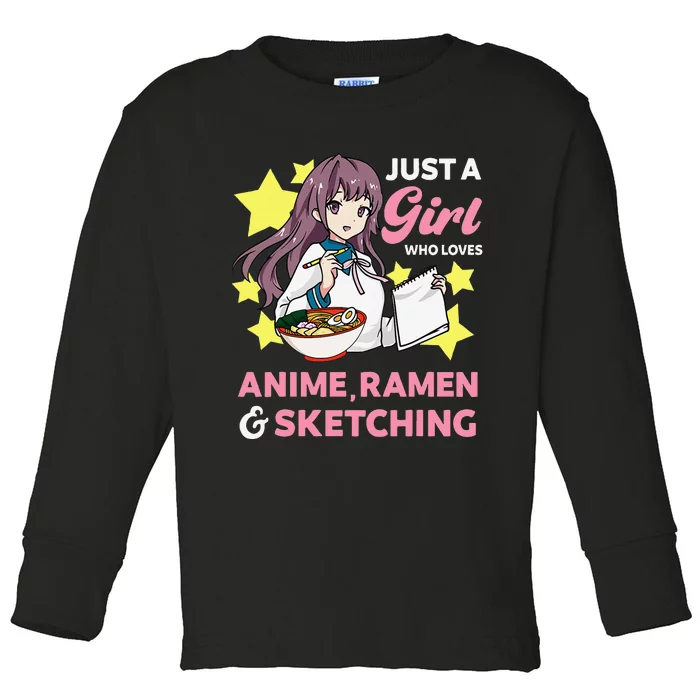 Just A  Who Loves Anime Ra and Sketching Drawing Art Toddler Long Sleeve Shirt