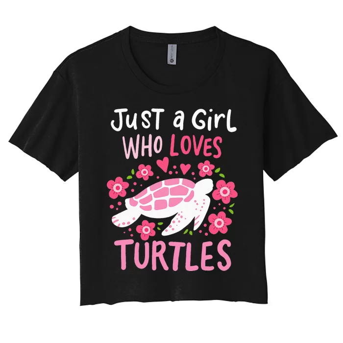 Just a Who Loves Turtles Turtle Gift Women's Crop Top Tee