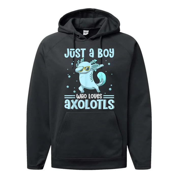 Just a  Who Loves Axolotls Funny Axolotl Gamer Boys Performance Fleece Hoodie