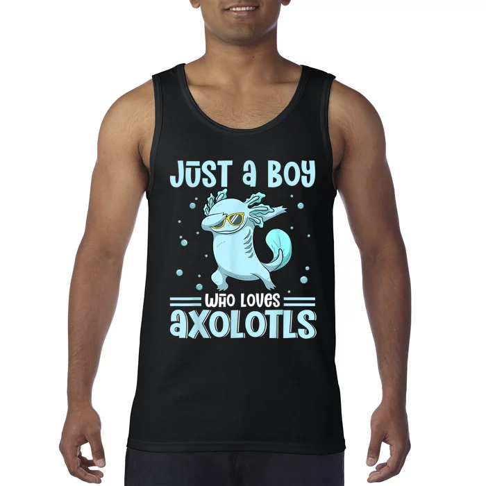 Just a  Who Loves Axolotls Funny Axolotl Gamer Boys Tank Top