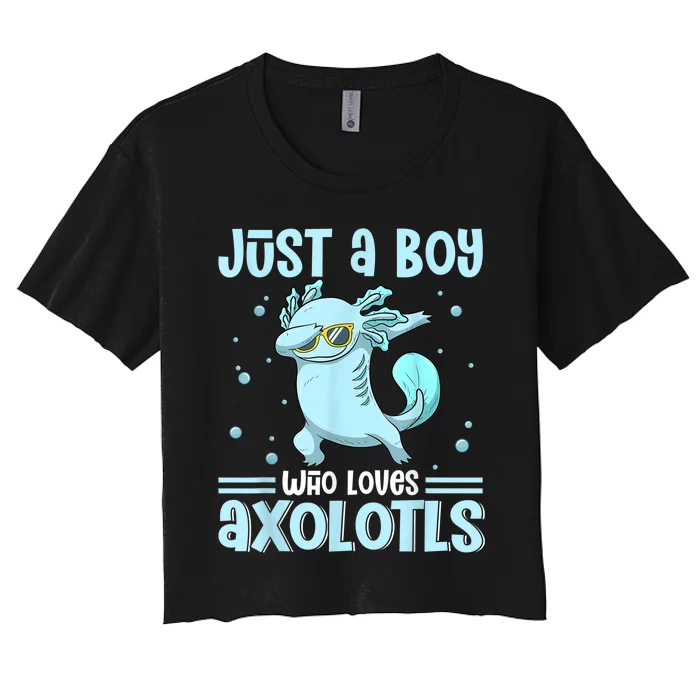 Just a  Who Loves Axolotls Funny Axolotl Gamer Boys Women's Crop Top Tee