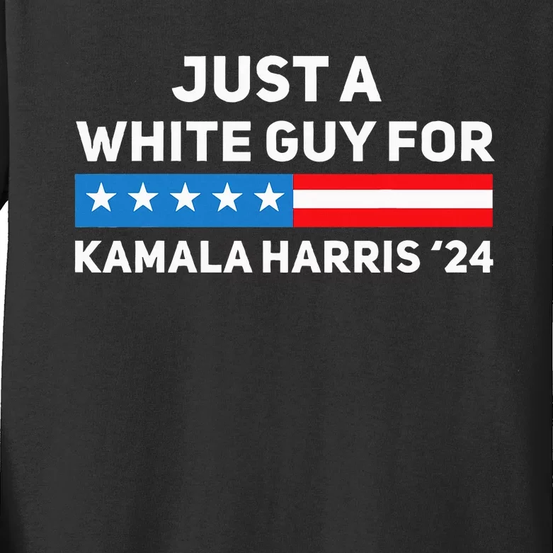 Just A White Guy For Kamala Harris 2024 President Election Kids Long Sleeve Shirt