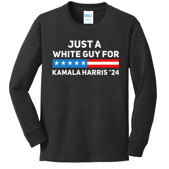 Just A White Guy For Kamala Harris 2024 President Election Kids Long Sleeve Shirt