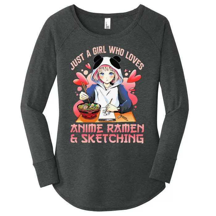 Just A  Who Loves Anime Ra And Sketching Japan Anime Women's Perfect Tri Tunic Long Sleeve Shirt