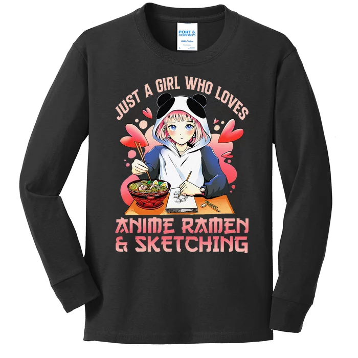 Just A  Who Loves Anime Ra And Sketching Japan Anime Kids Long Sleeve Shirt