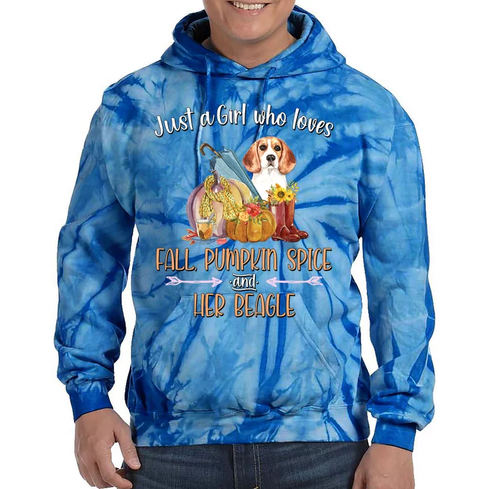 Just A Who Loves Fall Pumpkin Spice And Her Beagle Gift Tie Dye Hoodie