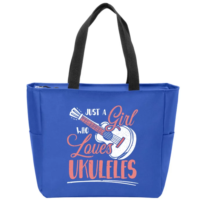 Just A Who Loves Ukuleles Ukulele Gift Zip Tote Bag