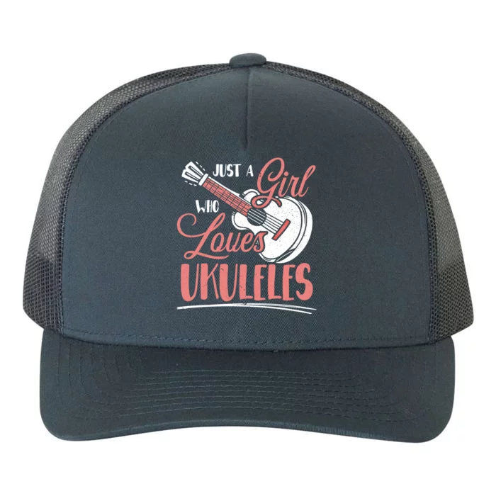 Just A Who Loves Ukuleles Ukulele Gift Yupoong Adult 5-Panel Trucker Hat