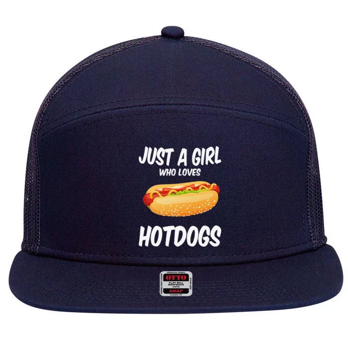 Just A Who Loves Hotdogs Cuts Hot Dog Birthday 7 Panel Mesh Trucker Snapback Hat