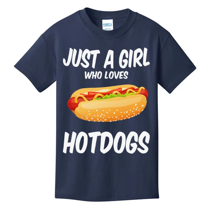 Just A Who Loves Hotdogs Cuts Hot Dog Birthday Kids T-Shirt