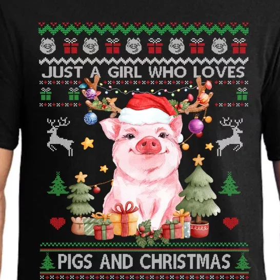 Just A Who Loves Pigs And Christmas Ugly Sweater Cute Gift Pajama Set