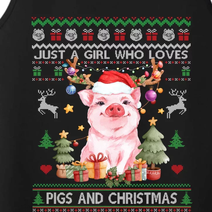 Just A Who Loves Pigs And Christmas Ugly Sweater Cute Gift Performance Tank