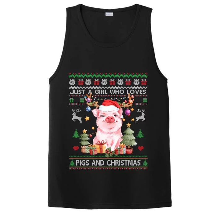 Just A Who Loves Pigs And Christmas Ugly Sweater Cute Gift Performance Tank