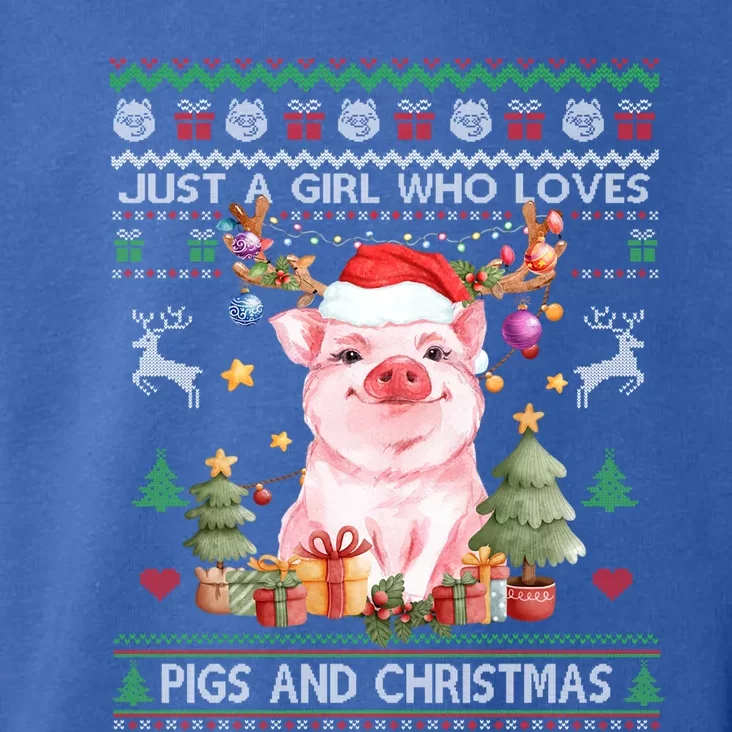 Just A Who Loves Pigs And Christmas Ugly Sweater Cute Gift Toddler Hoodie