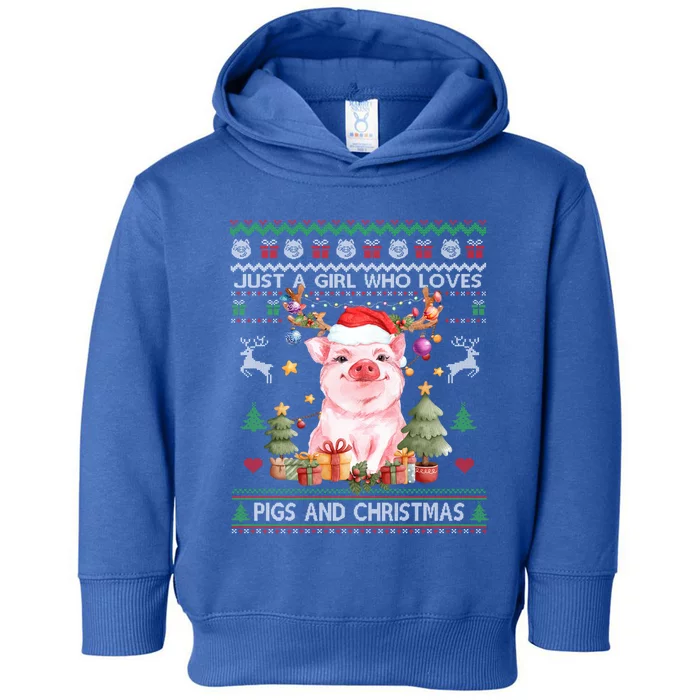 Just A Who Loves Pigs And Christmas Ugly Sweater Cute Gift Toddler Hoodie