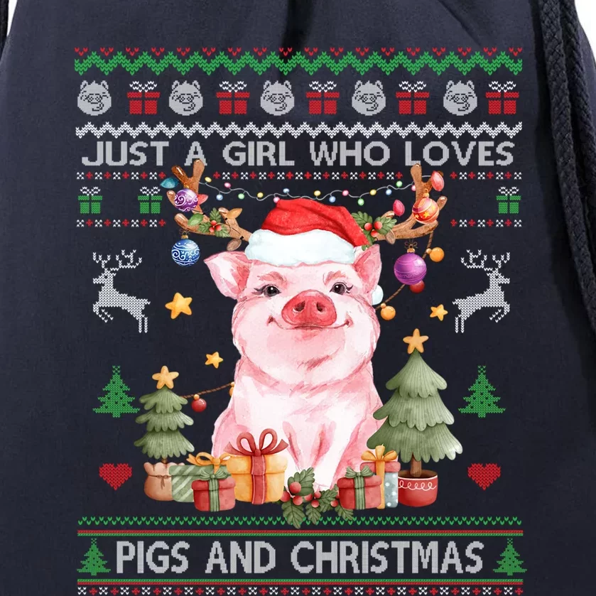 Just A Who Loves Pigs And Christmas Ugly Sweater Cute Gift Drawstring Bag