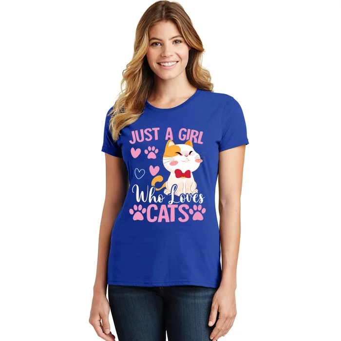 Just A Who Loves Cats Gift Cute Cat Lover Great Gift Women's T-Shirt