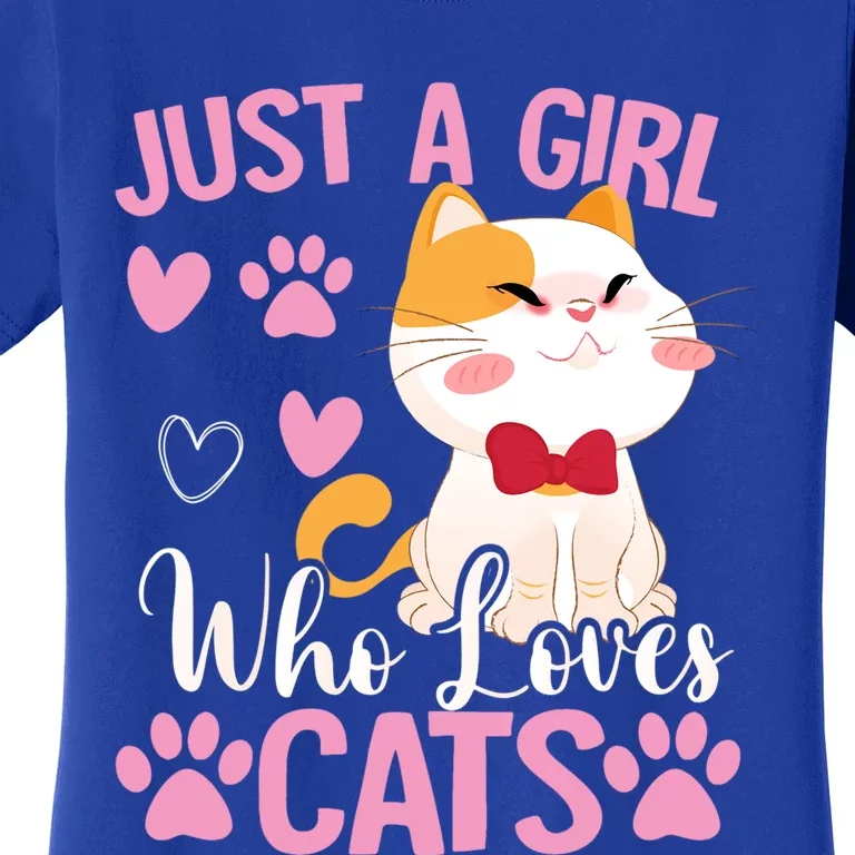 Just A Who Loves Cats Gift Cute Cat Lover Great Gift Women's T-Shirt