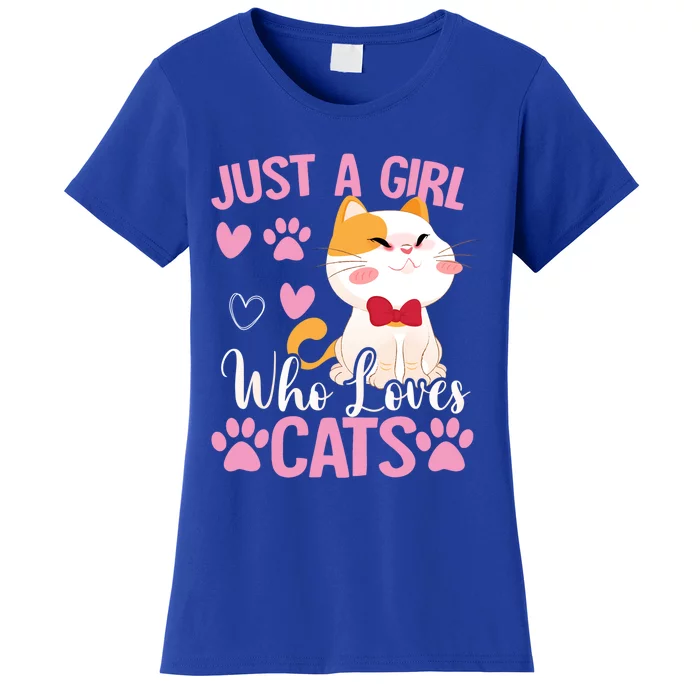 Just A Who Loves Cats Gift Cute Cat Lover Great Gift Women's T-Shirt