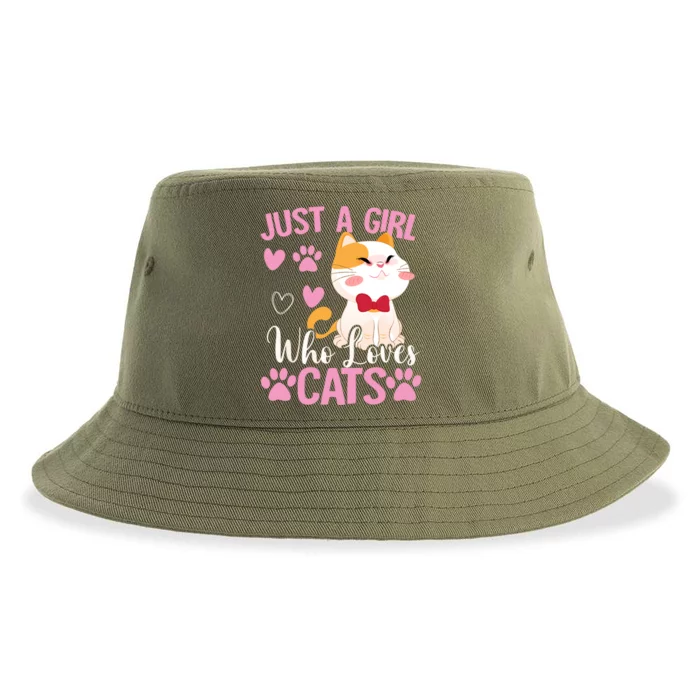 Just A Who Loves Cats Gift Cute Cat Lover Great Gift Sustainable Bucket Hat