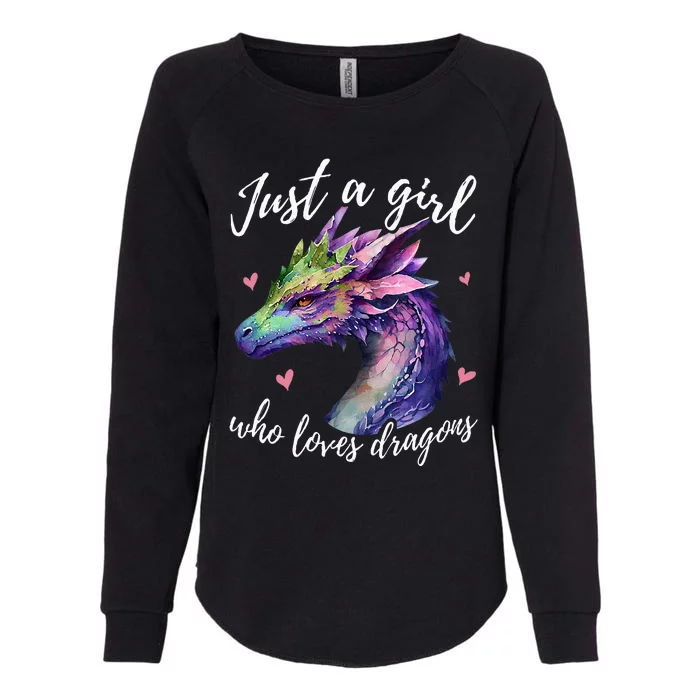 Just A Who Loves Dragons Cute Dragon Watercolor Womens California Wash Sweatshirt