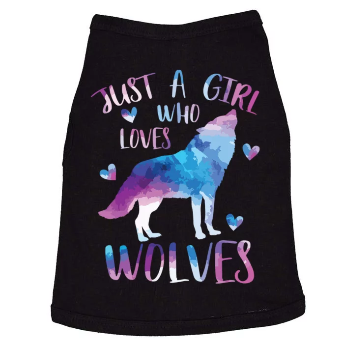 Just A Who Loves Wolves Watercolor Cute Wolf Love Doggie Tank